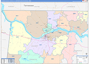 Florence-Muscle Shoals Metro Area Wall Map Color Cast Style